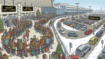 YEG 공항 '가장 바쁜 날', 보안 검색 대기 1시간 이상