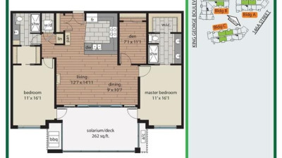 [렌트] [사우스써리] 2 Bed + Den 럭셔리 콘도