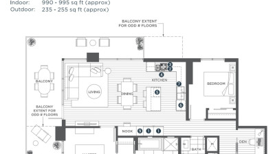 [렌트] Nearly 1,000 Sq. Ft. + Huge 225 Sq. Ft. Balcony | 2-Bed + Den at Gilmore Place 버나비 브랜트우드지역