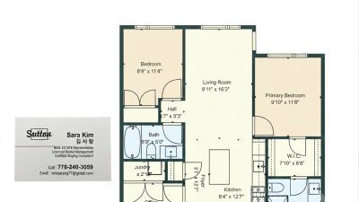 [렌트] 랭리 윌러비]Zenterra의 Camden 콘도 2 Bed + Den, 2bath (에어컨 완비)