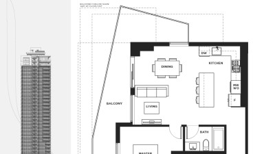 [렌트] [샘리부동산] 윌로비 The Towers 고층 콘도 렌트 / 11층 남동향 1베드+덴 (745sf)