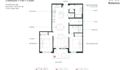 [렌트] [버퀴틀람] 신축 콘도 2Bed + Den 900sqft.