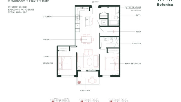 [렌트] [버퀴틀람] 신축 콘도 2Bed + Den 900sqft.